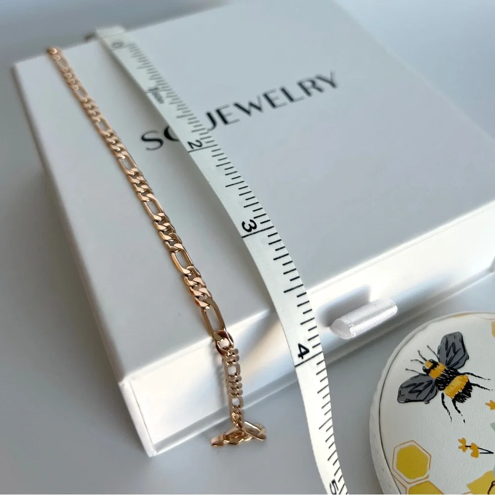18k Gold Plated Thin Figaro Chain Bracelet Luxury Chain Bracelet Jewelry